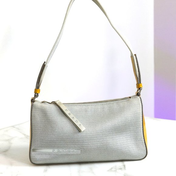 Authentic Prada Nylon Mesh Shoulder Bag Silver - Picture 1 of 15